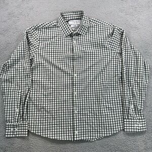 Mizzen Main Shirt‎ Mens M Green Check Button Up Trim Fit Long Sleeve Stretch